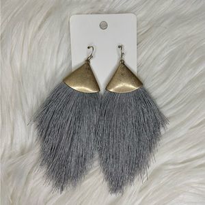 Grey Fringe Boutique Earrings, Brand New!